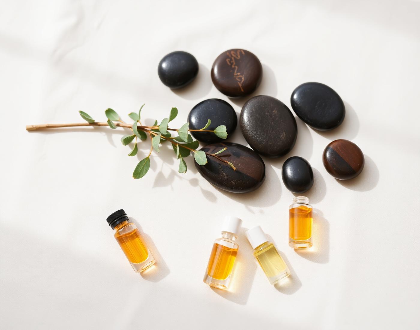Hot stones, eucalyptus, and aromatherapy oils